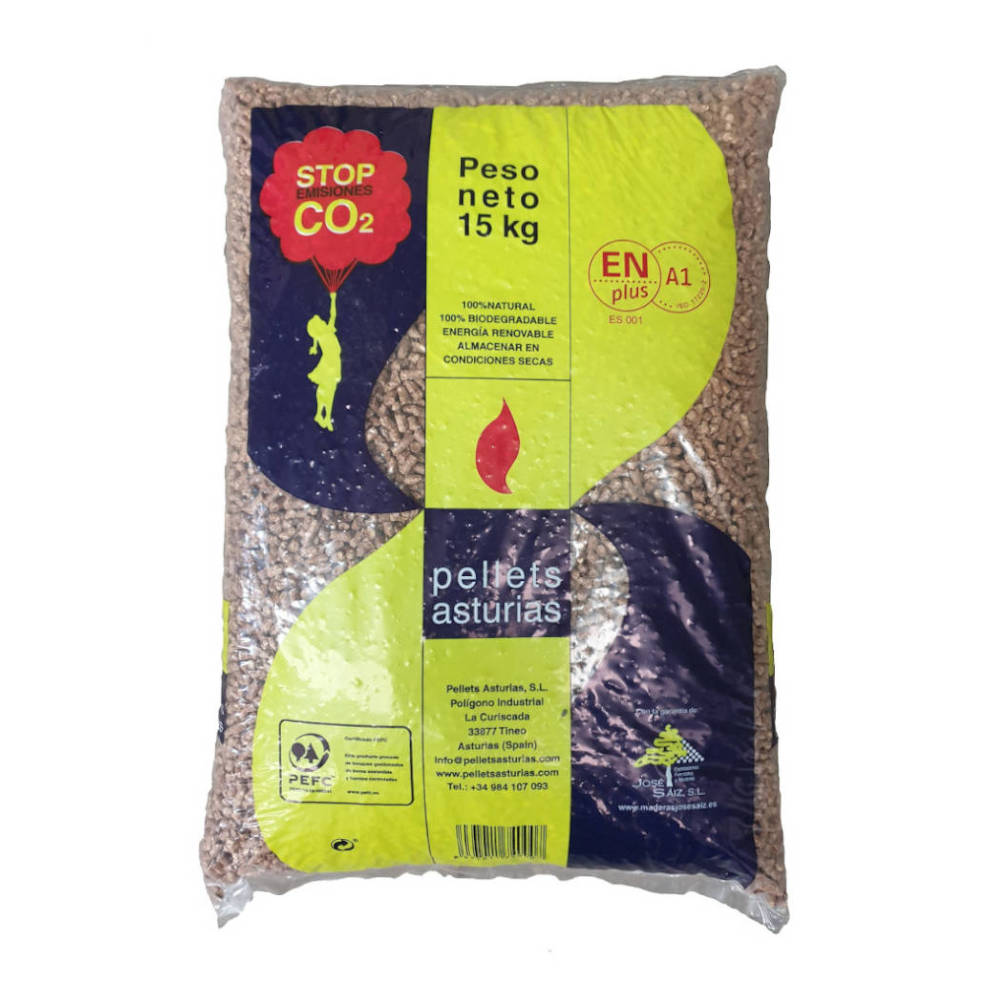 Saco 15Kg de pellets marca asturias